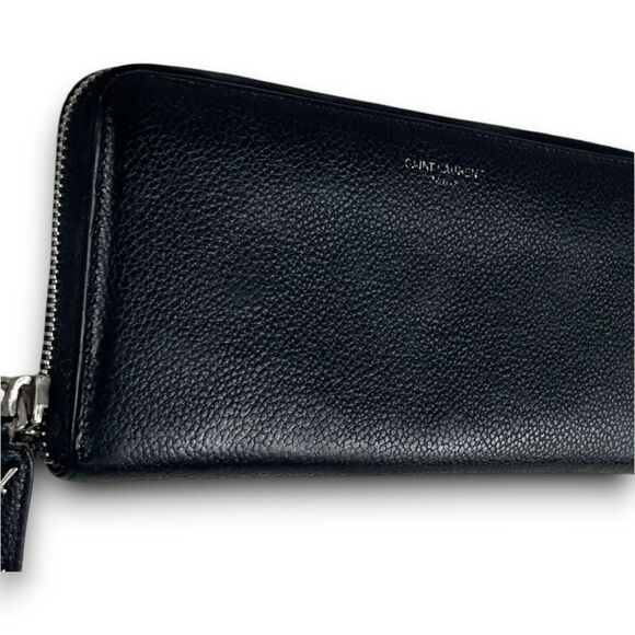 Saint Laurent Authentic Black Leather Long Continental Zippy Wallet w/ Box & Bag - Picture 3 of 10
